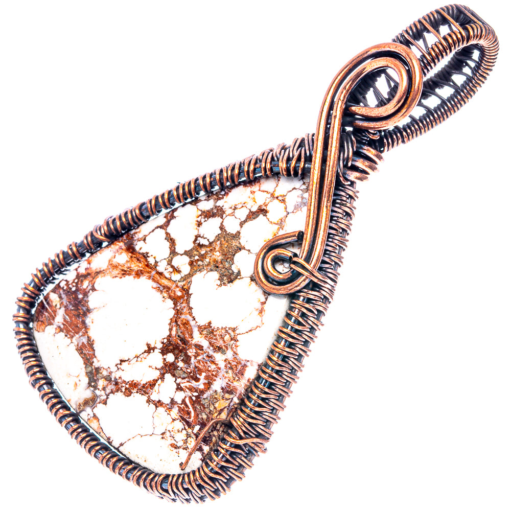 Wild Horse Jasper Wire Wrap Pendant 2 3/8" (Oxidized Copper)