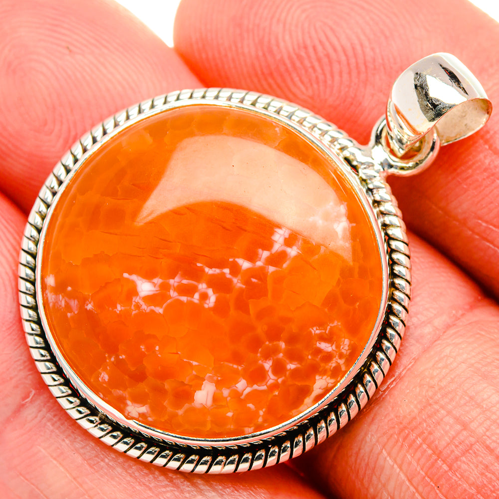 Fire Crab Agate 925 Sterling Silver Pendant 1 1/2" (925 Sterling Silver) PD38406