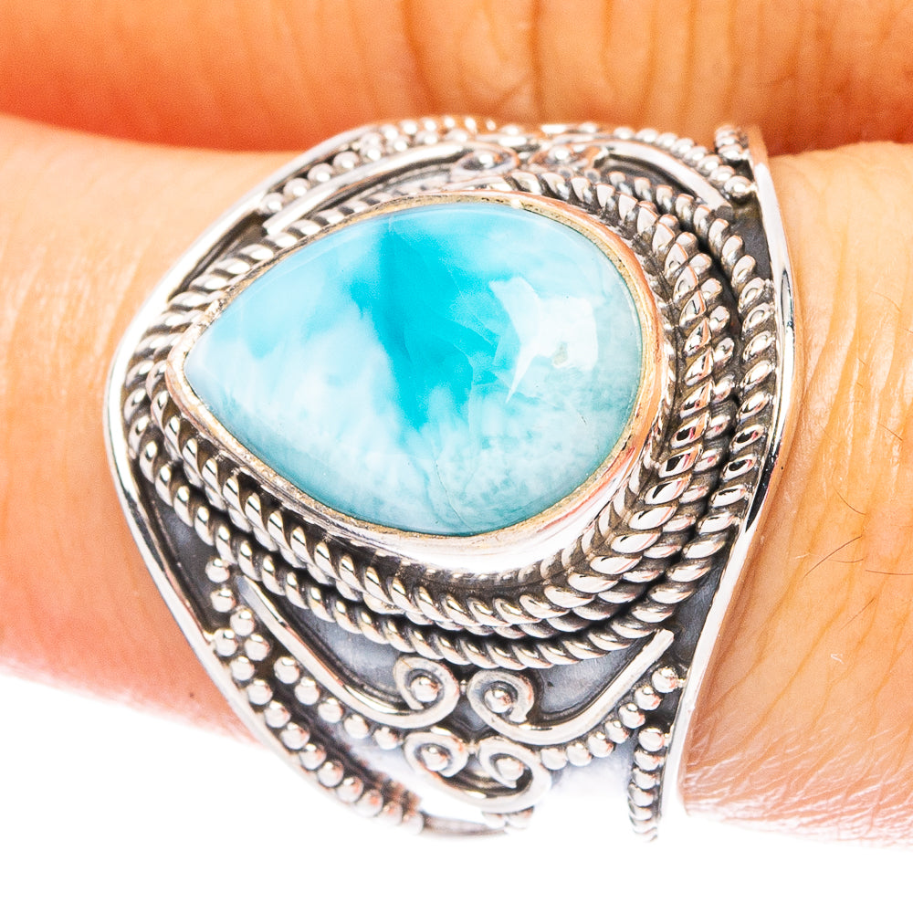Larimar 925 Sterling Silver Ring Size 7.5 (925 Sterling Silver) R6174