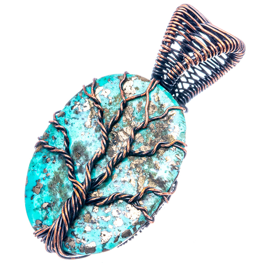 Turquoise Tree of Life Pendant 1 3/4" (Oxidized Copper)