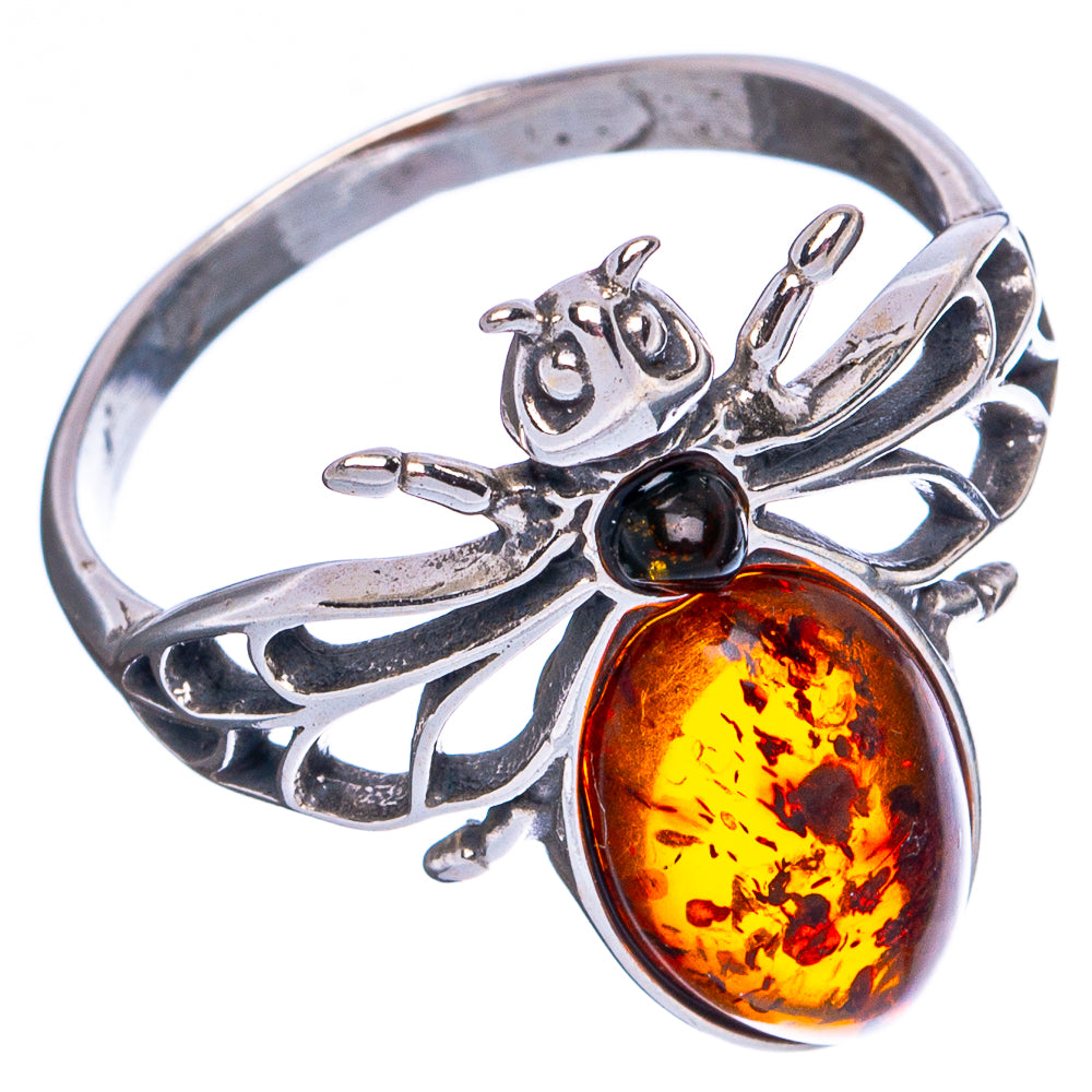 Baltic Amber Honey Bee Ring Size 8.75 (.925 Sterling Silver)