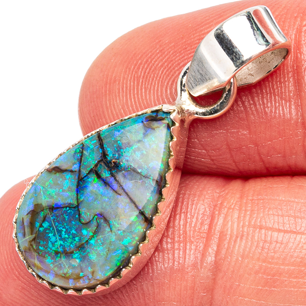Rare Sterling Opal Pendant 1 1/4" (.925 Sterling Silver)