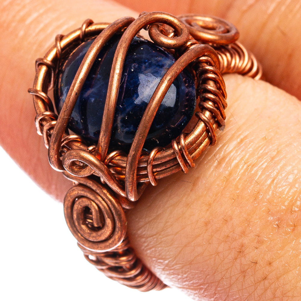 Sodalite Wire Wrap Ring Size 8 (Oxidized Copper)
