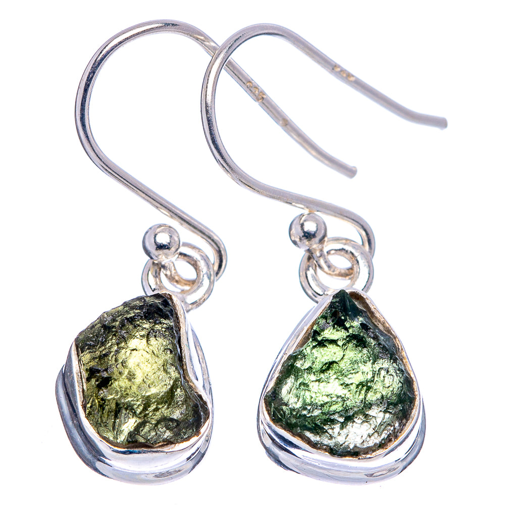 Rare Moldavite Earrings 1" (.925 Sterling Silver)