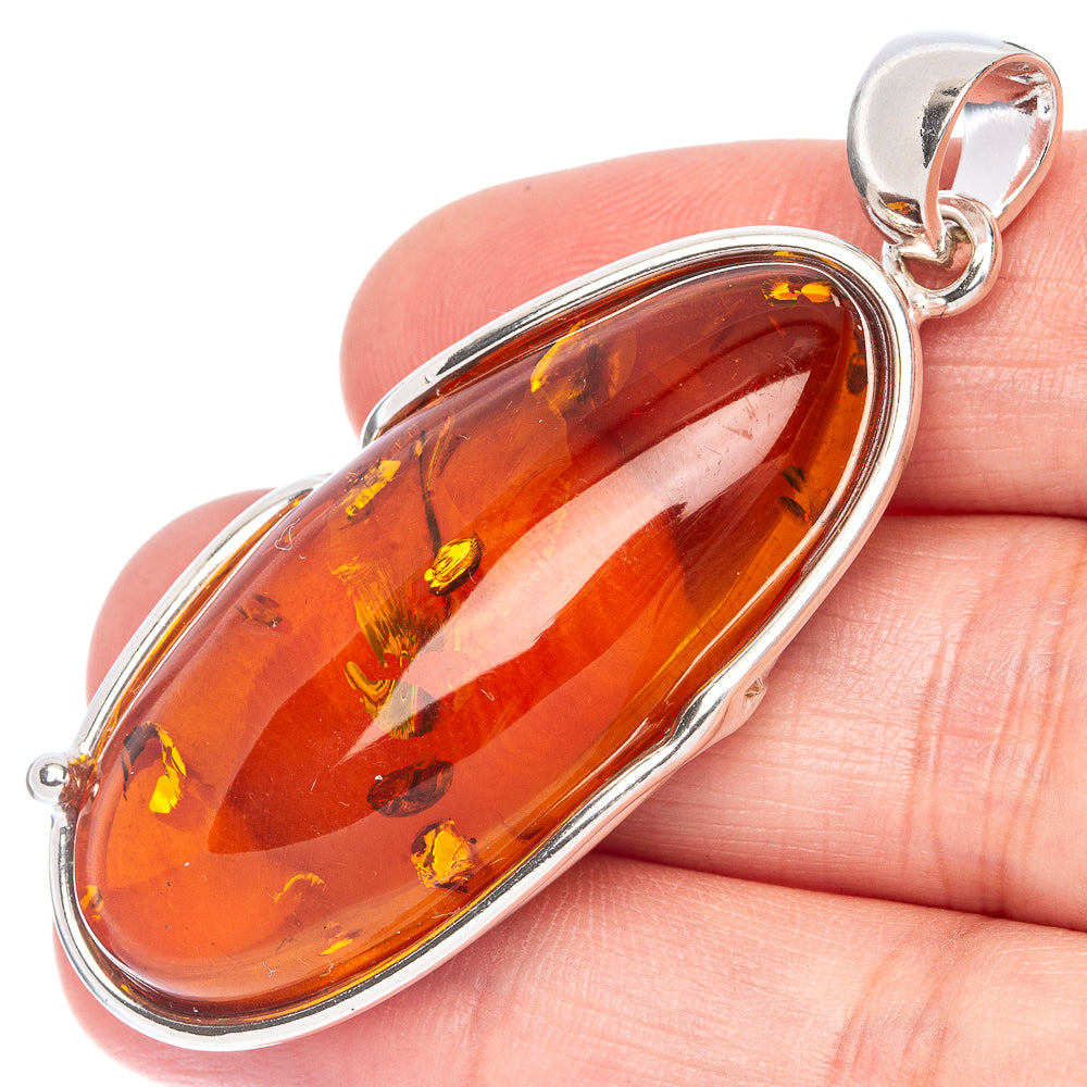 Anasilvercos Baltic Amber Pendant 2 1/4" (925 Sterlnig Silver)