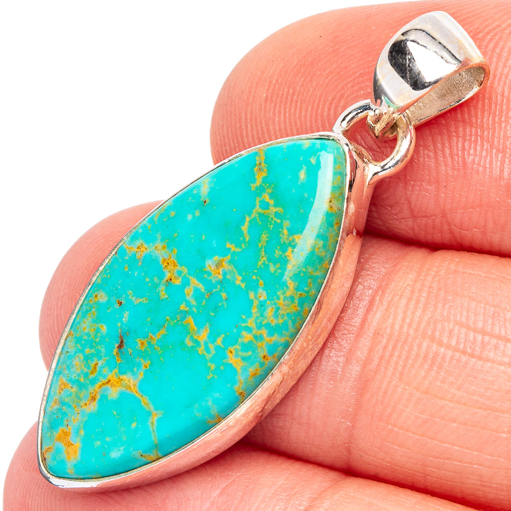 Rare Kingman Turquoise Pendant 1 3/8" (925 Sterling Silver) P44967