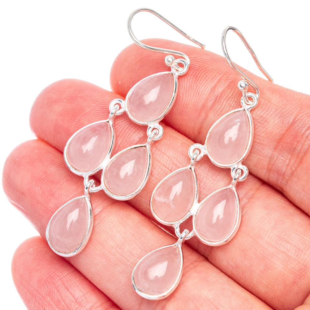 Rose Quartz Earrings 2 1/8" (925 Sterling Silver) E433047