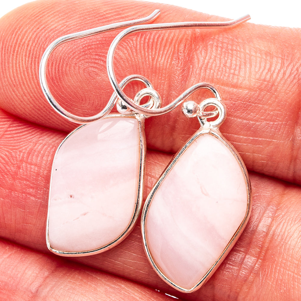 Pink Opal Earrings 1 3/8" (.925 Sterling Silver)