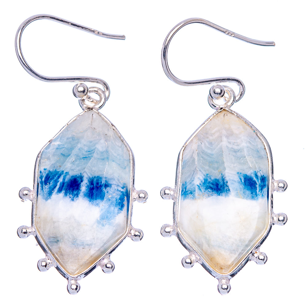 Blue Scheelite Earrings 1 1/2" (925 Sterling Silver) E1745