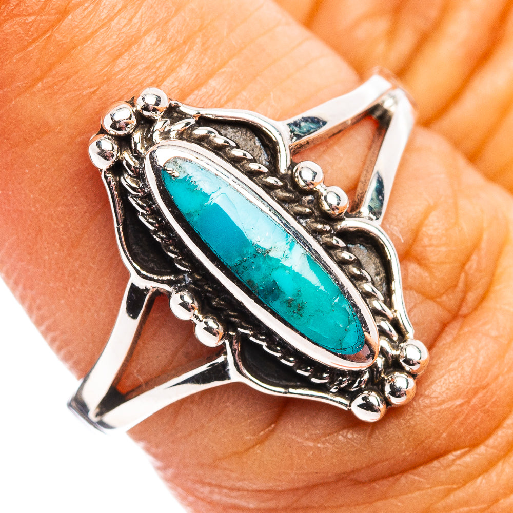 Native Style Mohave Turquoise Ring Size 6.75 (.925 Sterling Silver)