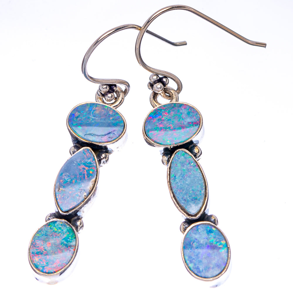 Rare Doublet Opal Earrings 1 3/4" (.925 Sterling Silver)