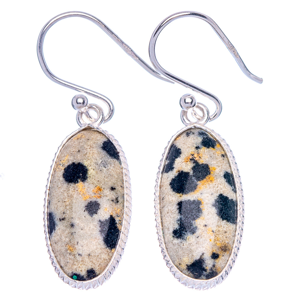 Dalmatian Jasper Earrings 1 3/8" (925 Sterling Silver) E1886
