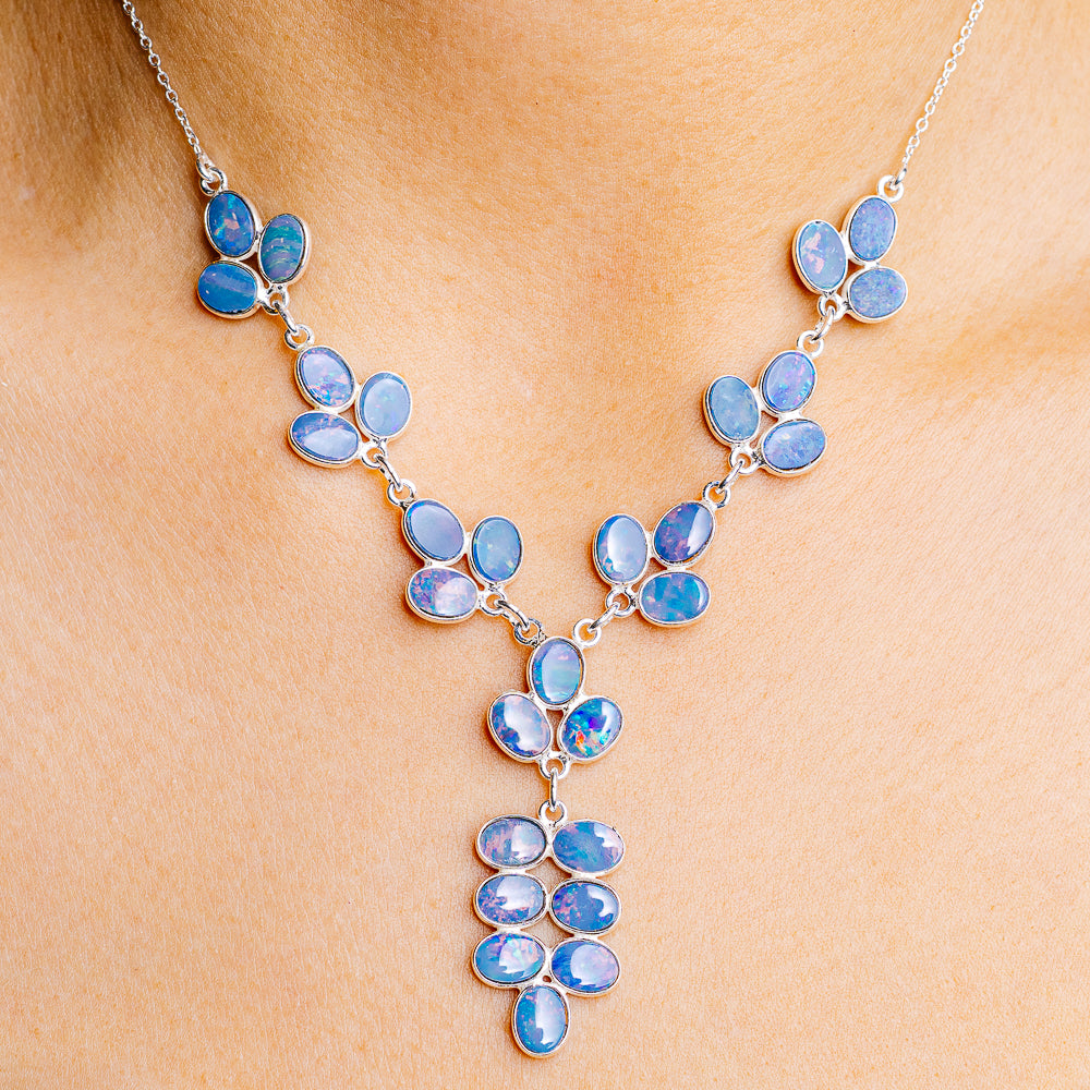 Doublet Opal Necklace 16 to 18" (.925 Sterling Silver)