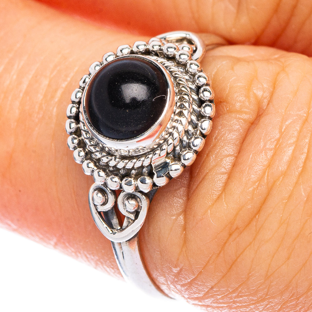 Black Onyx Dainty Ring Size 6.5 (925 Sterling Silver) R147072