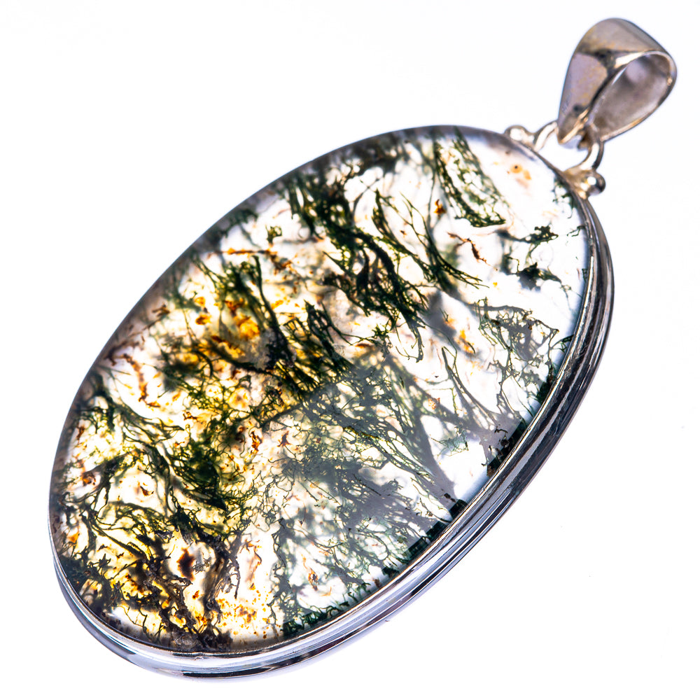 Green Moss Agate 925 Sterling Silver Pendant 2 1/8" (925 Sterling Silver) PD38607