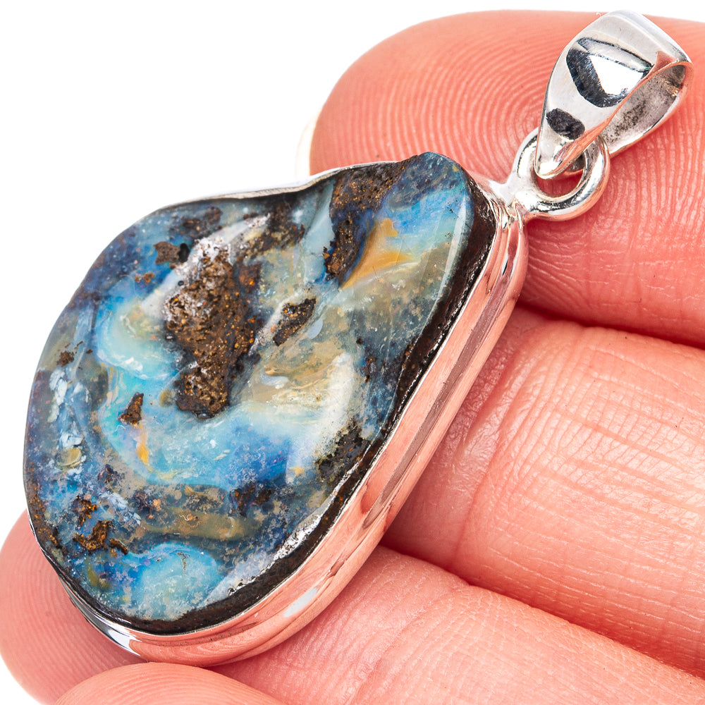 Rare Boulder Opal Pendant 1 5/8" (925 Sterling Silver) P41398
