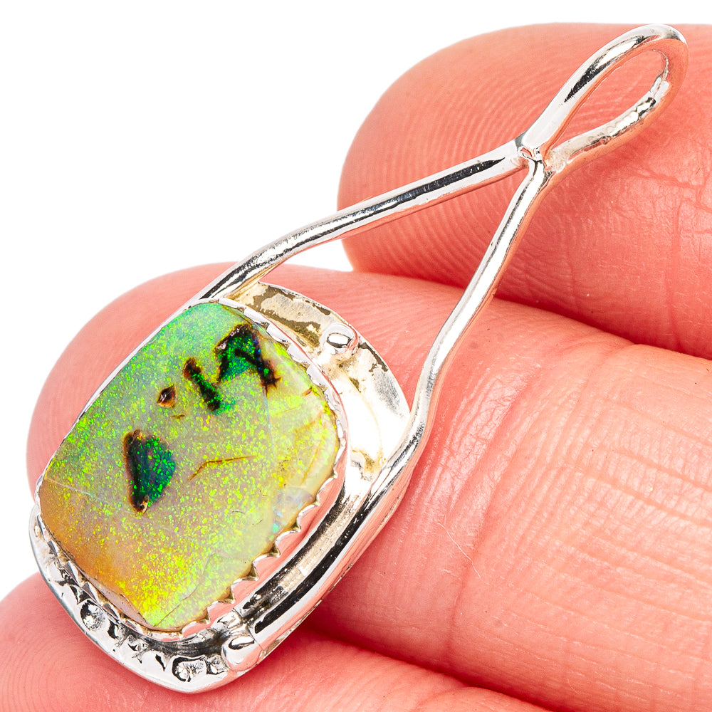 Rare Sterling Opal Pendant 1 3/8" (925 Sterling Silver) P44031
