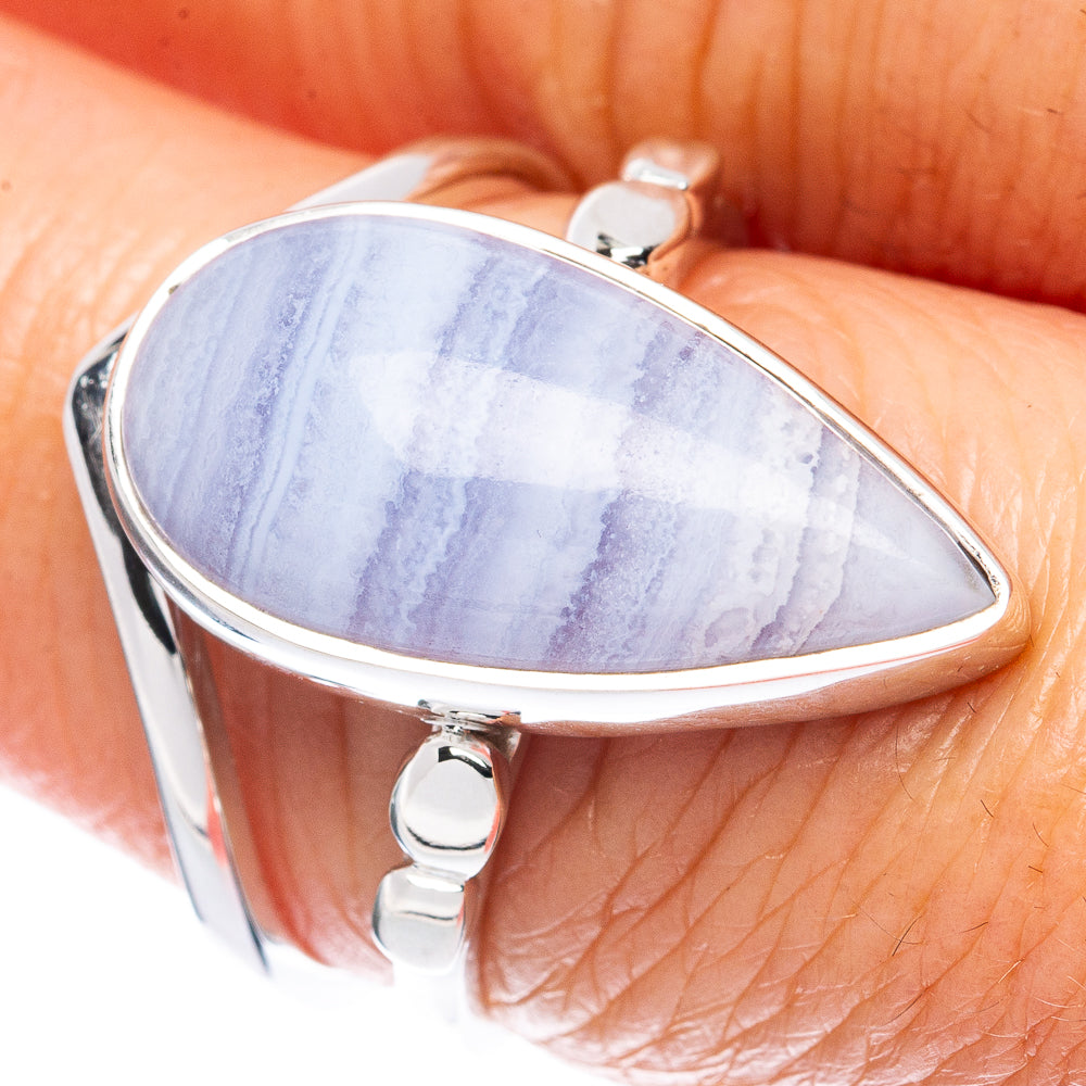 Premium Blue Lace Agate 925 Sterling Silver Ring Size 6.75 (925 Sterling Silver) R2705