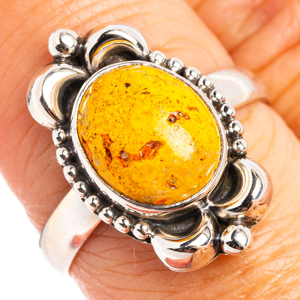 Bumblebee Jasper Ring Size 8 (.925 Sterling Silver)