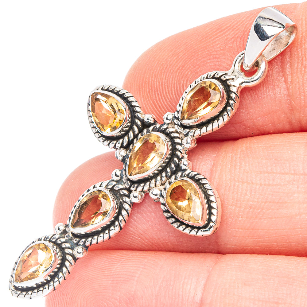 Faceted Citrine Pendant 1 7/8" (925 Sterling Silver) P43826