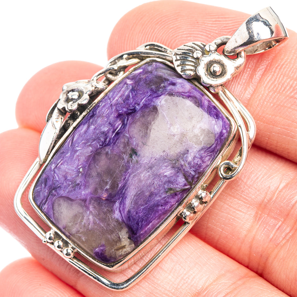 Charoite Pendant 1 5/8" (925 Sterling Silver) P39292