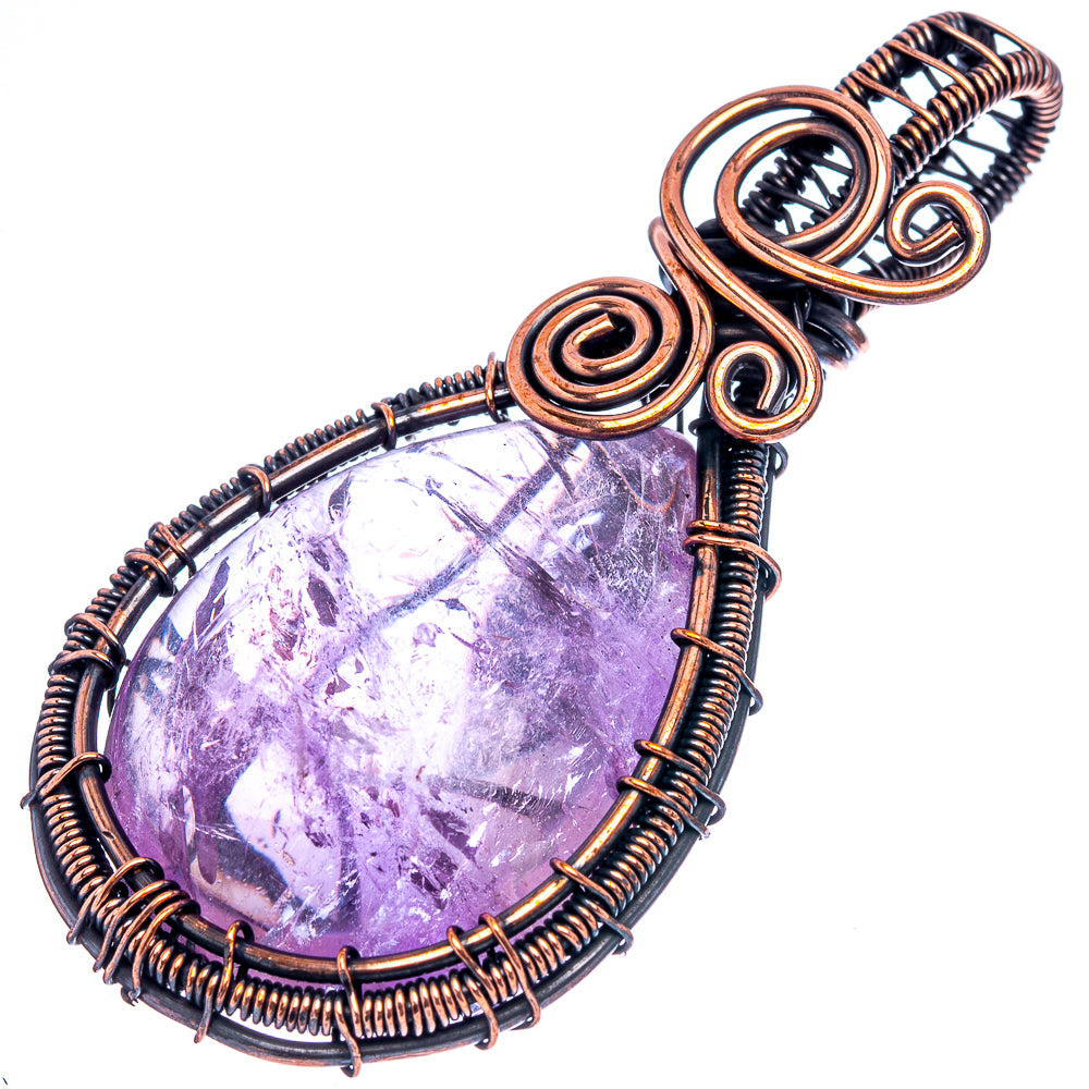 Amethyst Wire Wrap Pendant 2 1/2" (Oxidized Copper)