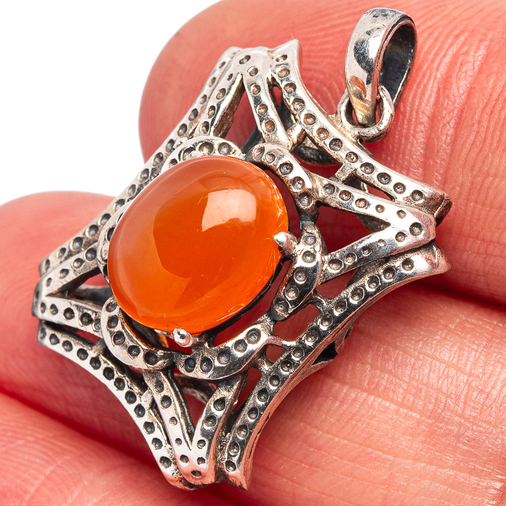 Carnelian Pendant 1 1/8" (.925 Sterling Silver)
