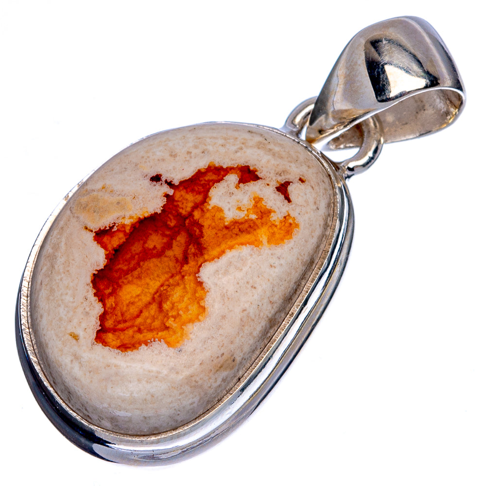 Rare Mexican Fire Opal Pendant 1 1/4" (925 Sterling Silver) P40412