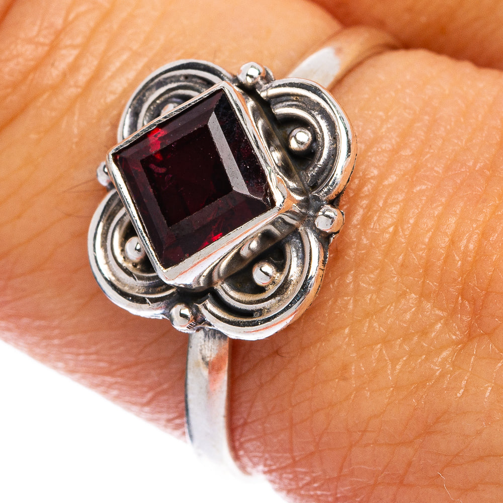 Garnet Dainty Ring Size 9.5 (925 Sterling Silver) R145356