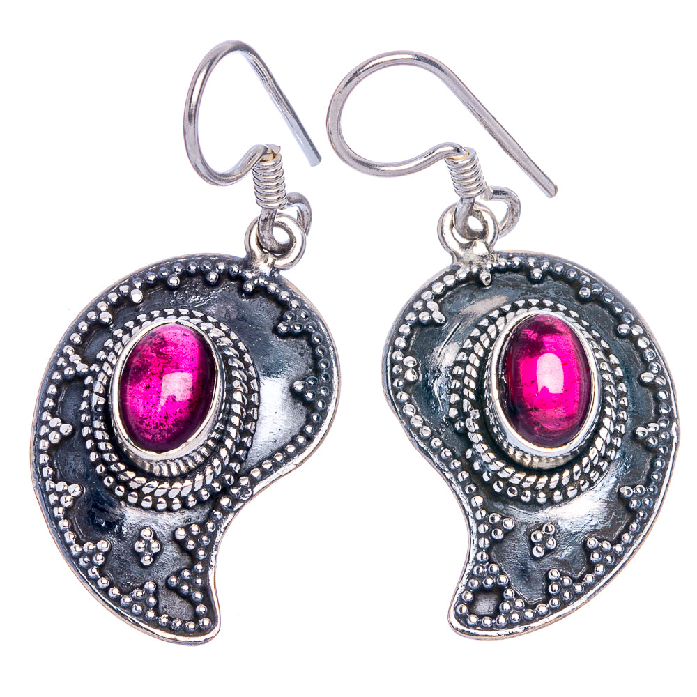 Garnet Earrings 1 3/8" (925 Sterling Silver) E433217