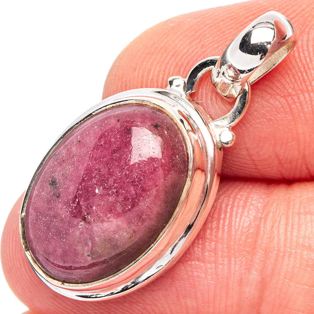 Rhodonite  Pendant 1 1/4" (.925 Sterling Silver)