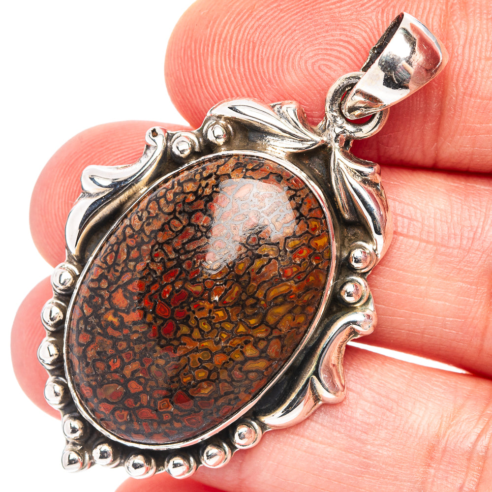 Rare Premium Dinosaur Bone Pendant 1 7/8" (.925 Sterling Silver)