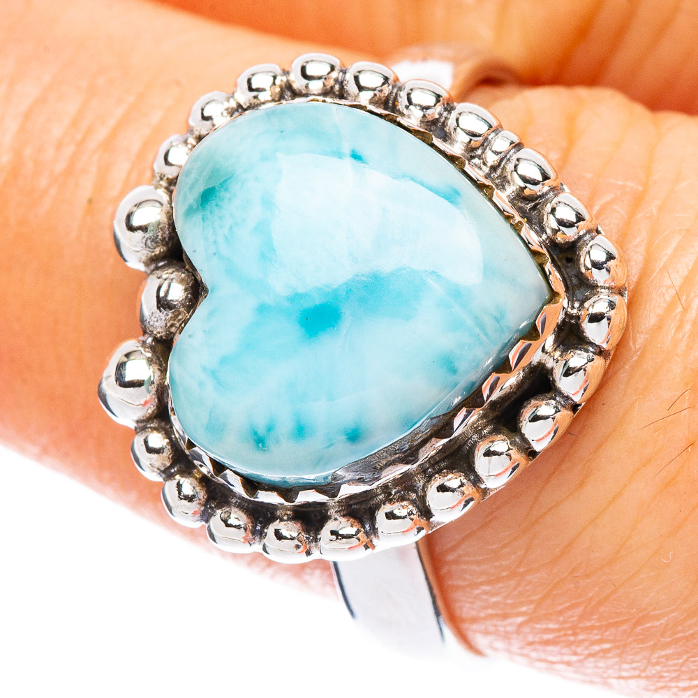 Larimar Heart Ring Size 8.25 (925 Sterling Silver) R2494