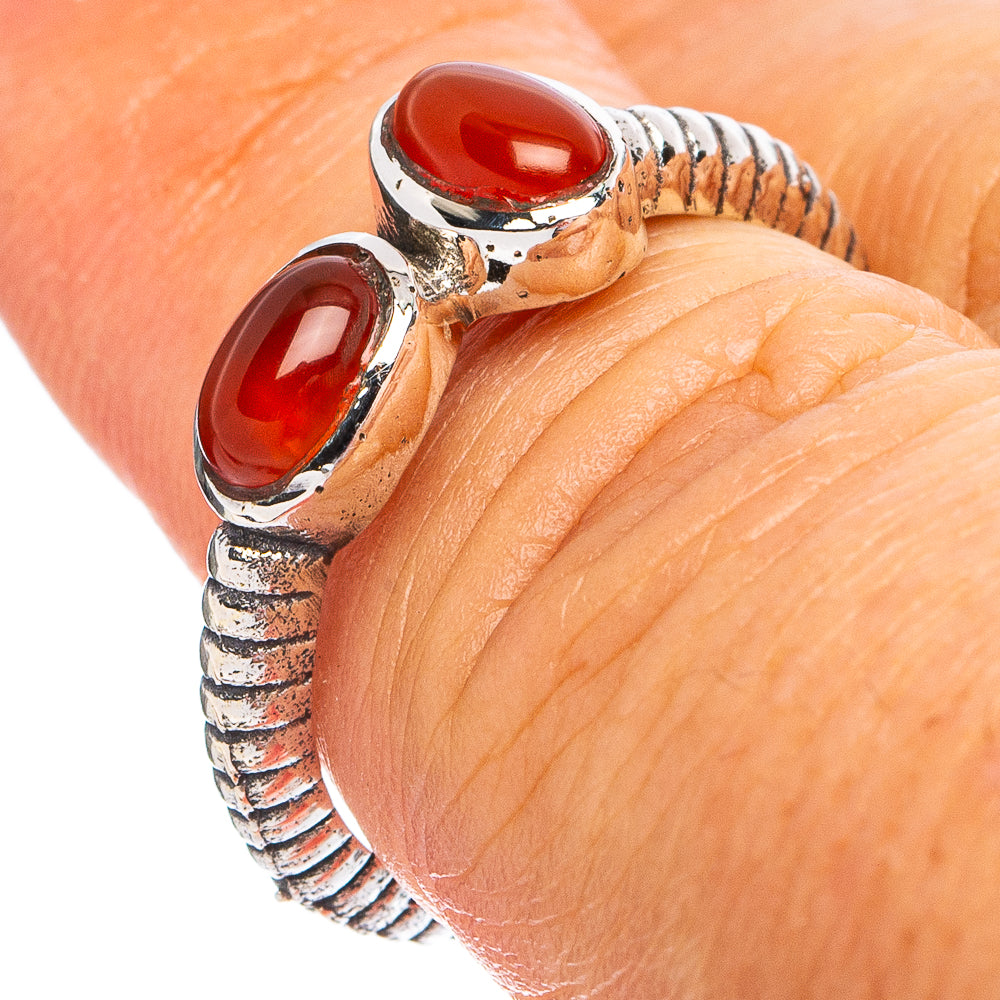 Dainty Carnelian Ring Size 6.75 (925 Sterling Silver) R8654