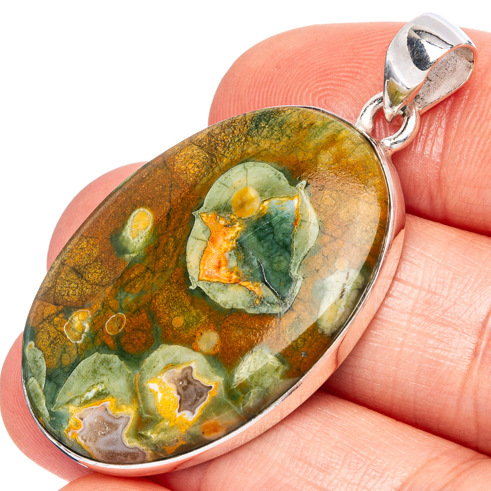 Rainforest Jasper Pendants 1 3/4" (925 Sterling Silver) P43253