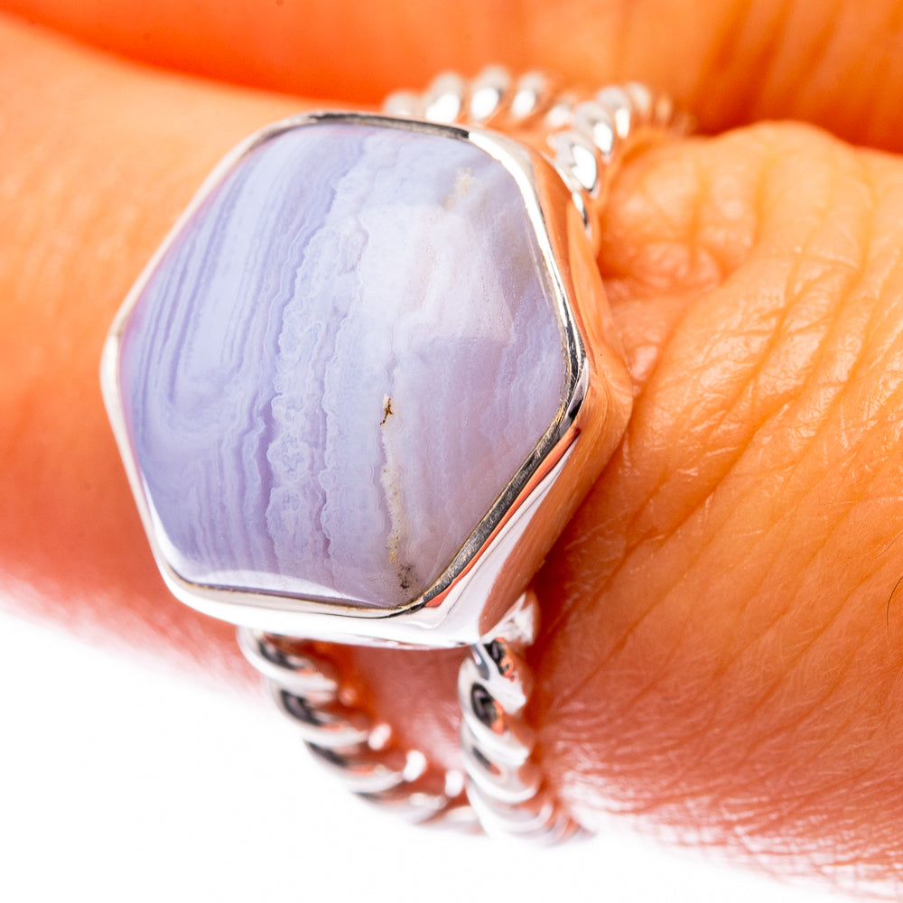 Premium Blue Lace Agate Ring Size 7 (925 Sterling Silver) R141752