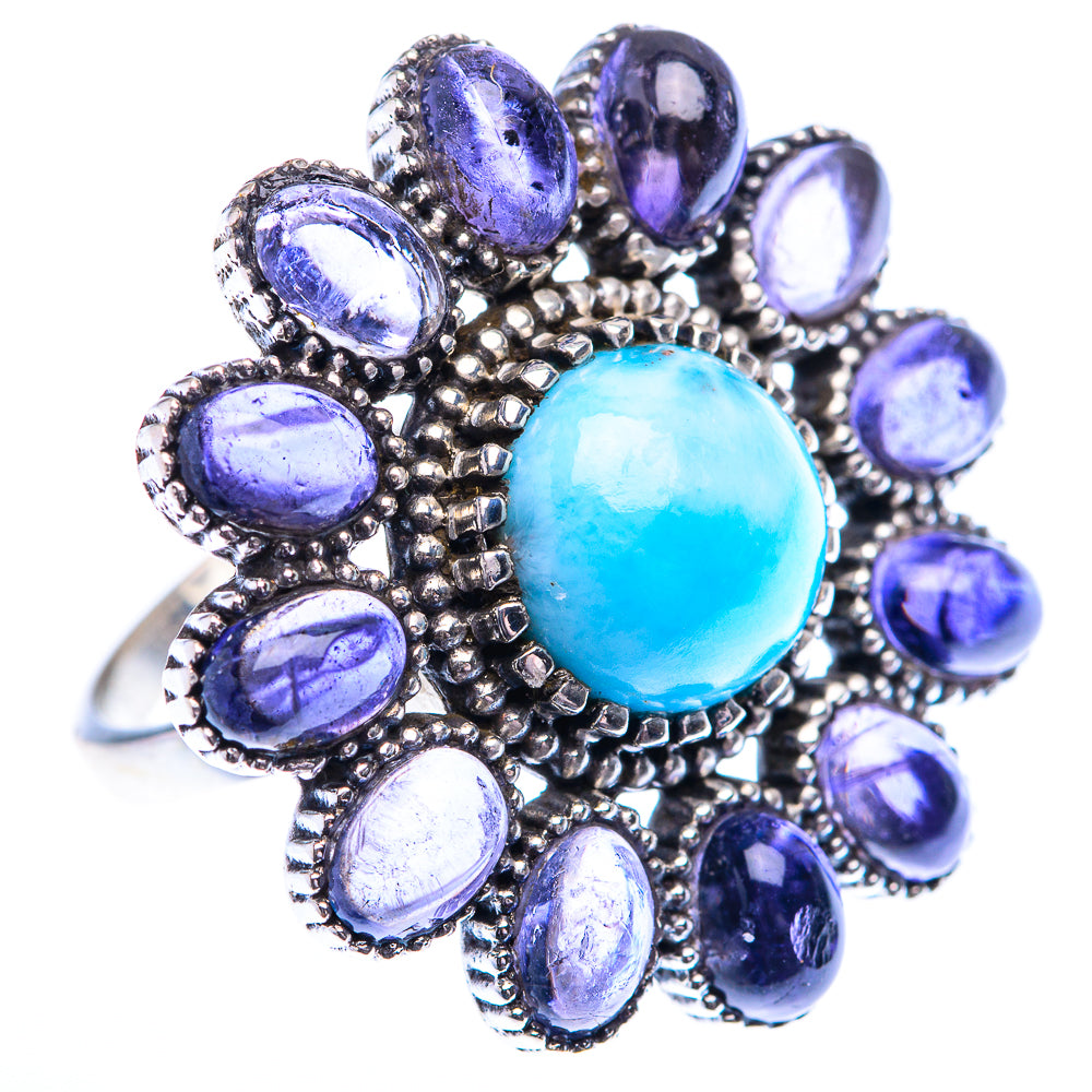 Large Larimar, Tanzanite 925 Sterling Silver Ring Size 7.25 (925 Sterling Silver) RING140382