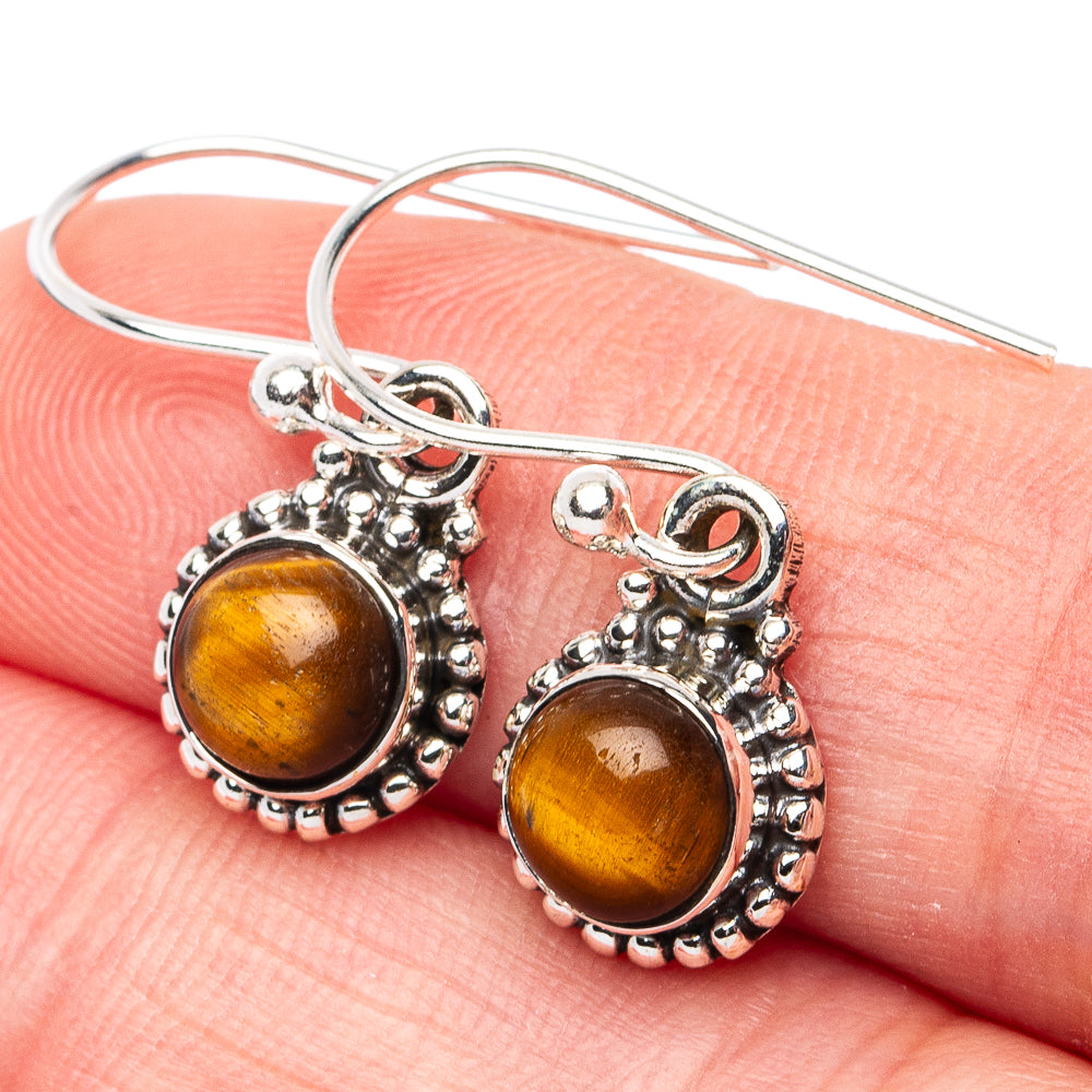 Tiger Eye Earrings 1 1/8" (925 Sterling Silver) E3074