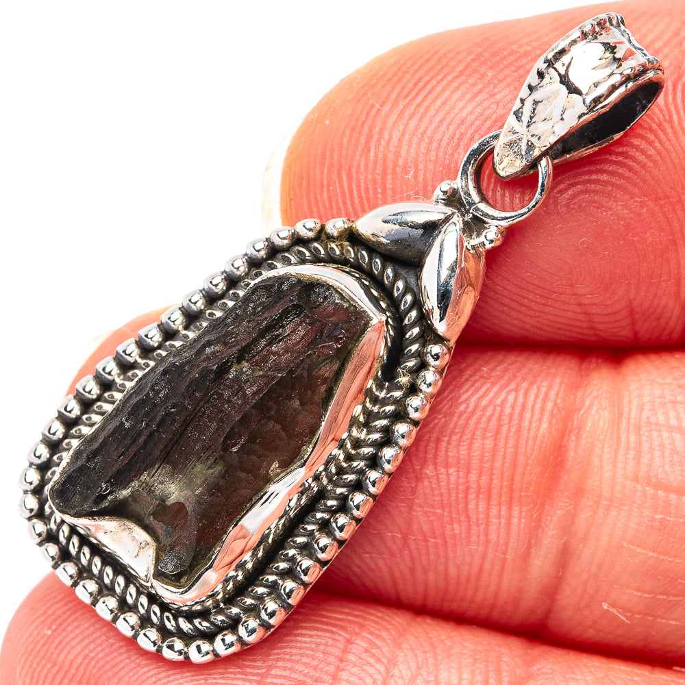 Rare Moldavite Pendant 1 3/8" (.925 Sterling Silver)