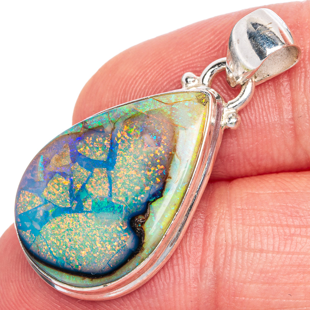 Rare Sterling Opal Pendant 1 1/4" (925 Sterling Silver) P40681