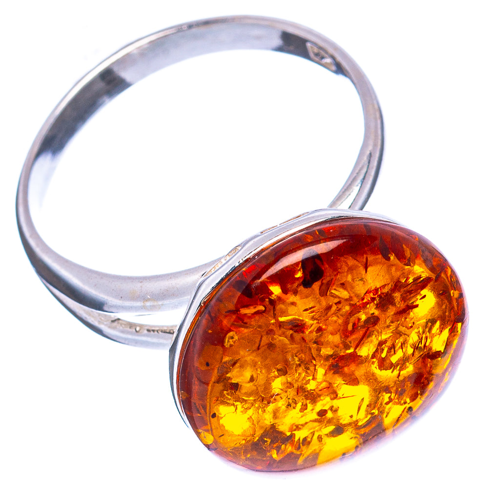 Baltic Amber Ring Size 7 Adjustable (.925 Sterling Silver)