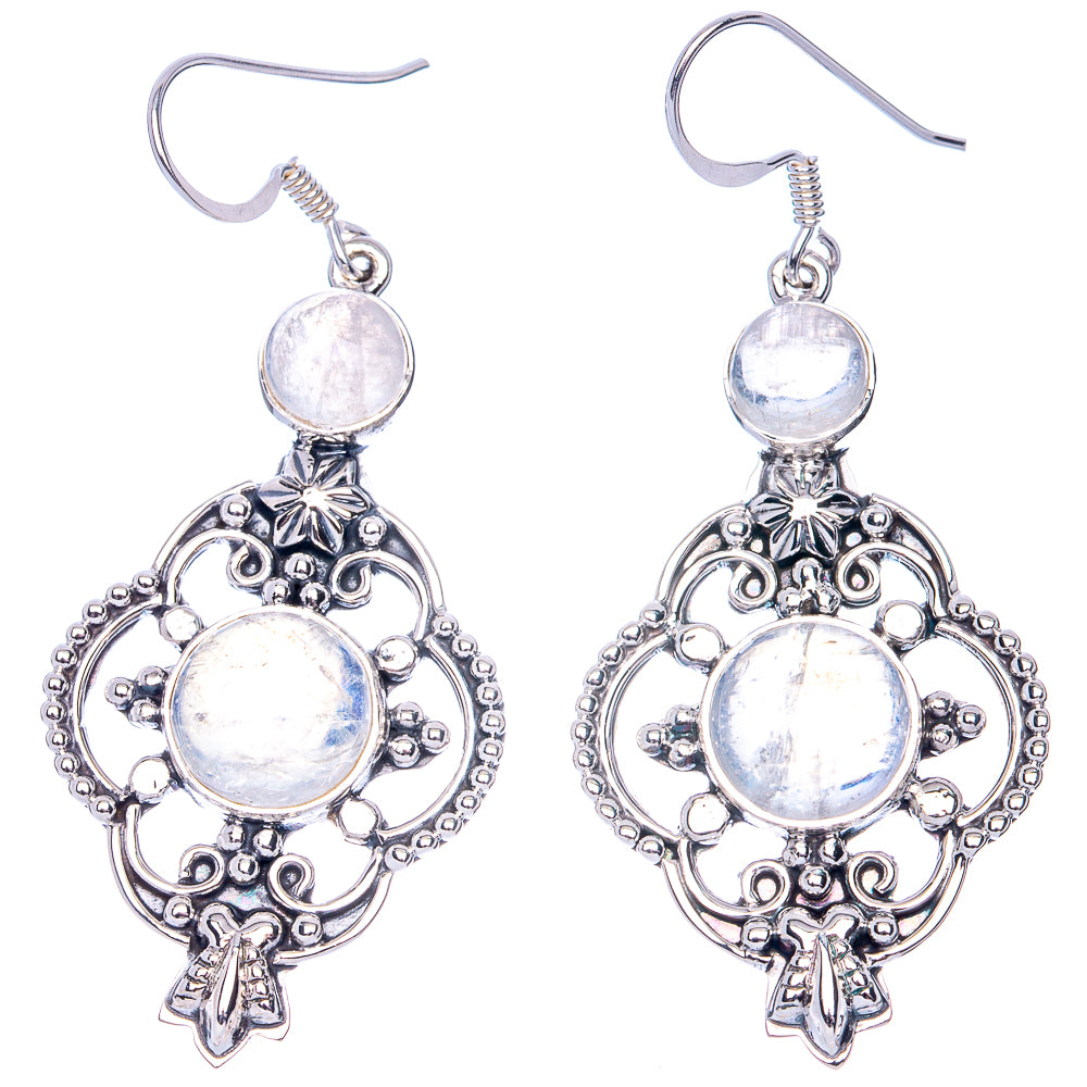 Signature Rainbow Moonstone Earrings 2 1/4" (925 Sterling Silver) E1087
