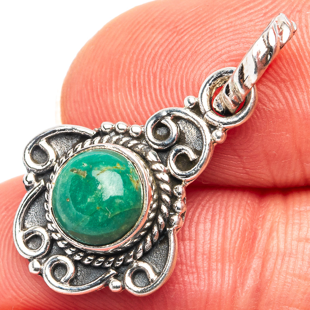 Variscite Dainty Pendant 1 1/8" (.925 Sterling Silver)
