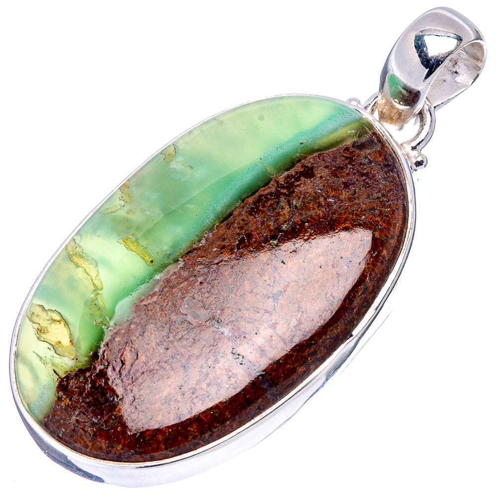 Boulder Chrysoprase Pendant 1 3/4" (.925 Sterling Silver)