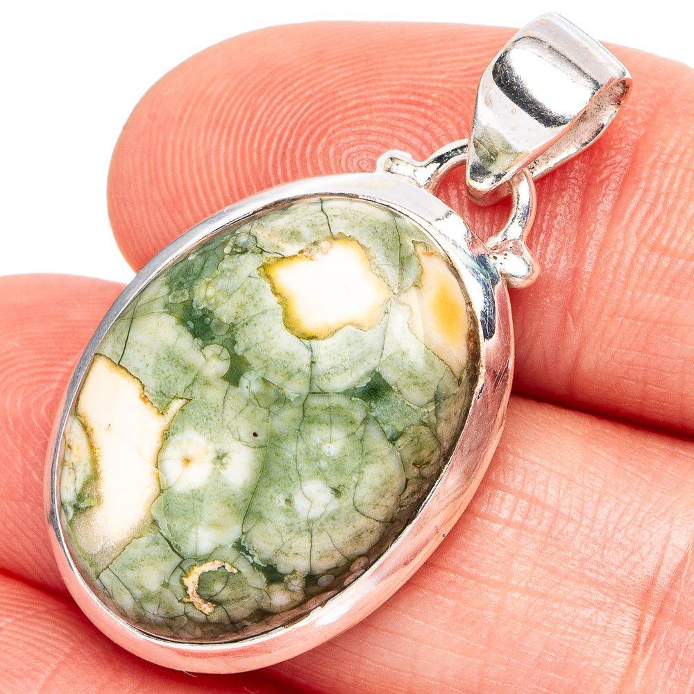 Rainforest Jasper Pendant 1 3/8" (.925 Sterling Silver)