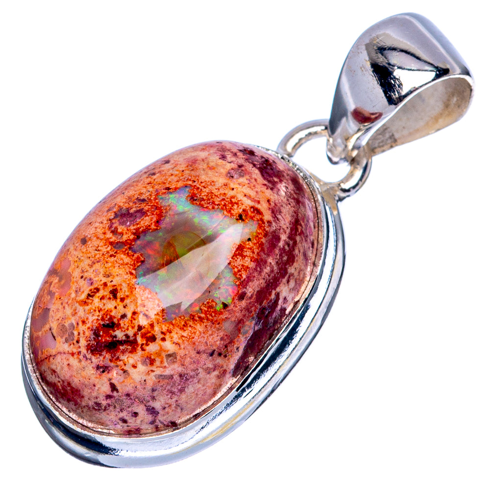 Mexican Fire Opal Pendant 1 1/4" (925 Sterling Silver) P41739