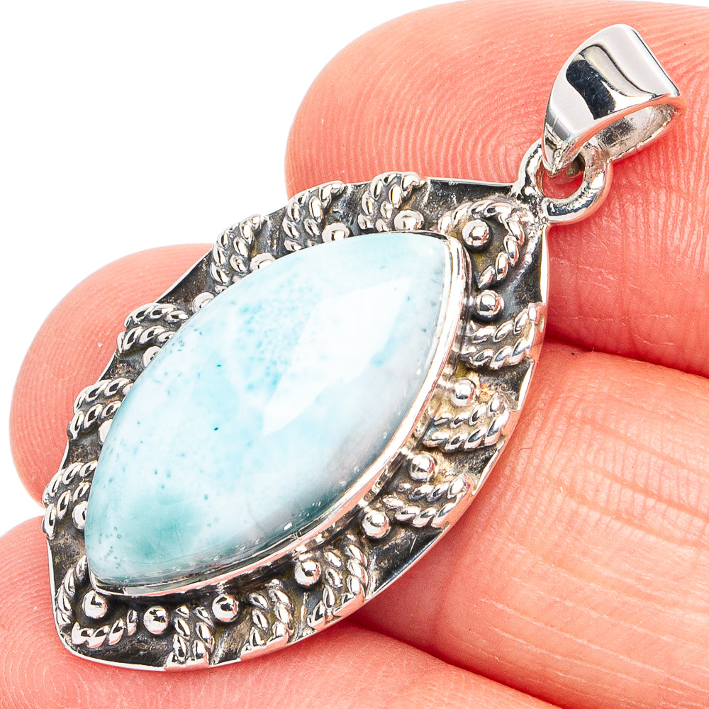 Premium Larimar Pendant 1 3/8" (925 Sterling Silver) P45059