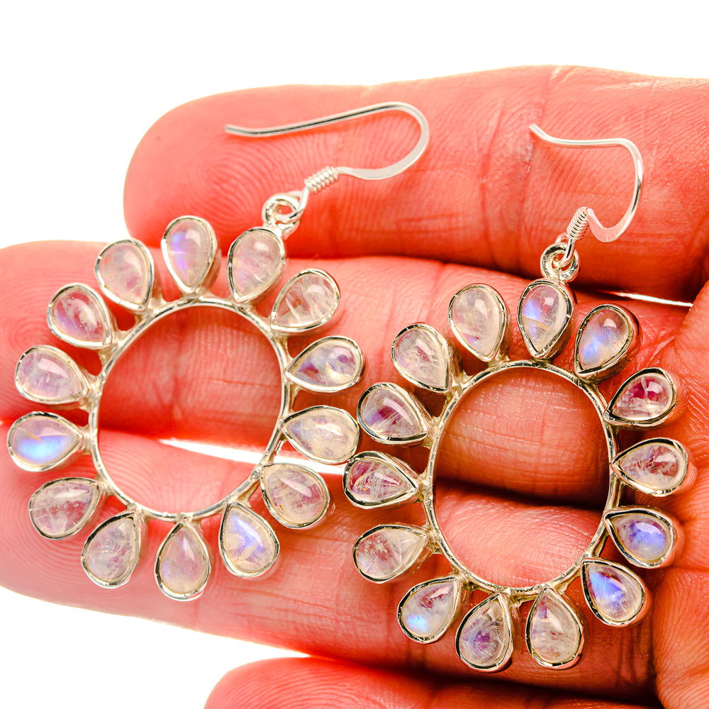 Signature Rainbow Moonstone 925 Sterling Silver Earrings 2" (925 Sterling Silver) EARR431961
