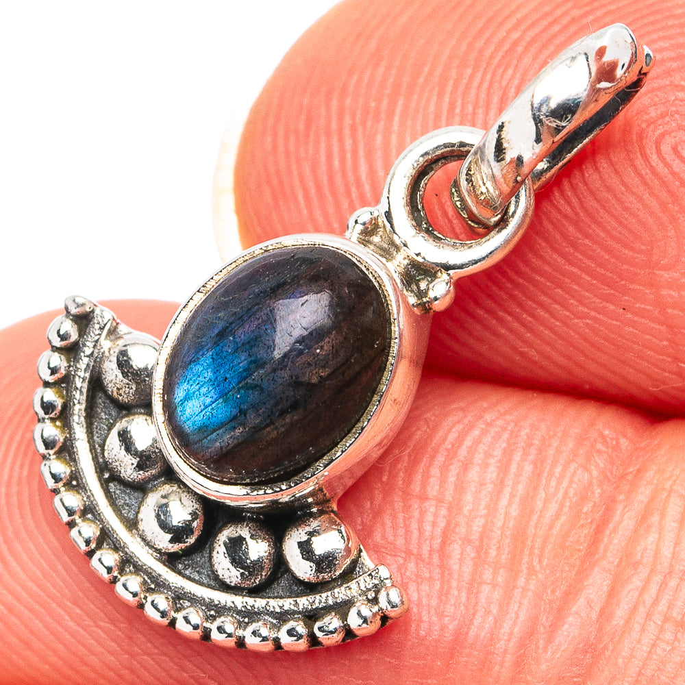 Labradorite Dainty Pendant 7/8" (.925 Sterling Silver)