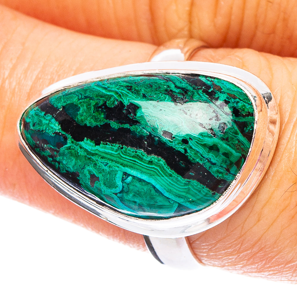 Malachite In Chrysocolla 925 Sterling Silver Ring Size 7.75 (925 Sterling Silver) R6115